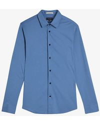 Ted Baker - Marros Long-sleeved Cotton-jersey Shirt - Lyst