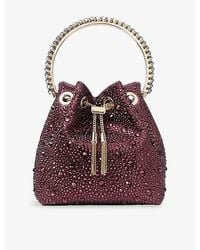 Jimmy Choo - Bon Bon Crystal Satin Bucket Bag - Lyst