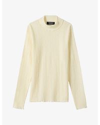 Whistles - Textured Long-Sleeve Stretch Cotton-Blend Top - Lyst