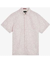 Ted Baker - Flasiby Floral-print Regular-fit Lyocell-blend Shirt - Lyst
