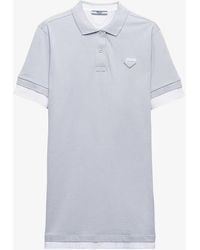 Prada - Logo-patch Short-sleeve Piqué-cotton And Jersey Mini Dress - Lyst