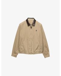Prada - Leather-Collar Cotton-Garbadine Jacket - Lyst