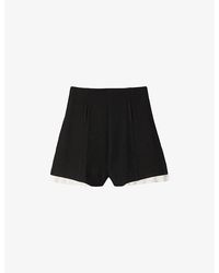 Sandro - Contrast-Trim High-Rise Stretch-Woven Shorts - Lyst