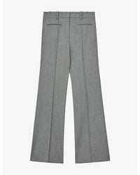 Reiss - Rosaria Pintuck-Detail Flared-Leg Stretch-Twill Trousers - Lyst