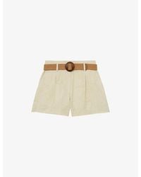 Reiss - Matilda Belted-Waist Linen-Blend Shorts - Lyst