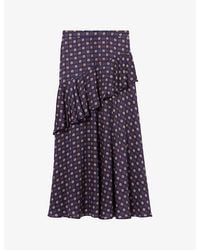 Claudie Pierlot - Abstract-Print High-Rise Woven Maxi Skirt - Lyst