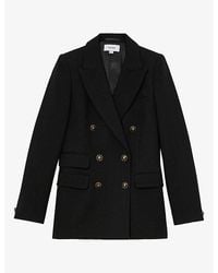 Reiss - Lauryn Peak-Lapel Wool-Blend Twill Blazer - Lyst