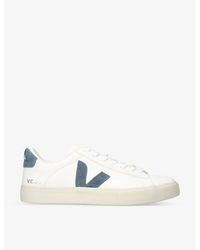 Veja - White/vy Campo Logo-stitched Low Top Leather Trainers - Lyst