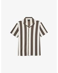 Reiss - Dexter Cuban-Collar Block-Stripe Stretch-Woven Shirt - Lyst