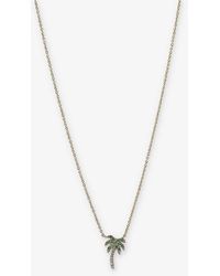 Roxanne First - Rocky's Mini Palm Tree 14ct Yellow-gold 0.02ct Diamond And 0.10ct Garnet Charm Necklace - Lyst