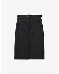 Gucci - Detachable-belt Mid-rise Slim-fit Stretch-wool Midi Skirt - Lyst
