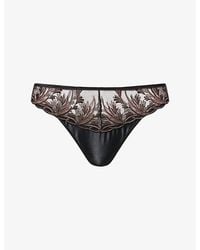 Aubade - Cosmic Romance Satin And Lace Tanga Briefs - Lyst
