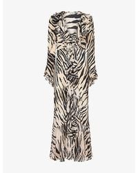 RIXO London - Provence Printed Silk Midi Dress - Lyst
