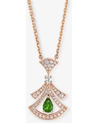 BVLGARI - Divas' Dream 18ct Rose-gold, 0.46ct Brilliant-cut Diamond And Tourmaline Pendant Necklace - Lyst