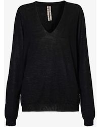Rick Owens - V-neck Relaxed-fit Wool-knit Jumper - Lyst