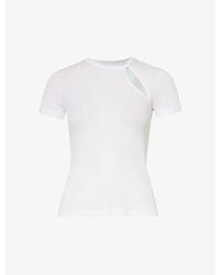 Helmut Lang - Cut-out Short-sleeved Cotton-jersey Top - Lyst