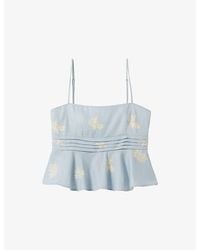 Claudie Pierlot - Sleeveless Floral-Print Linen-Blend Top - Lyst