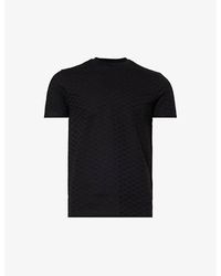 Emporio Armani - Logo-weave Cotton-jersey T-shirt X - Lyst
