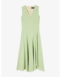Whistles - Checked Asymmetric Cotton Midi Dress - Lyst