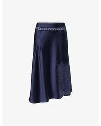 Damson Madder - Elea Lace-Trim Satin Midi Skirt - Lyst