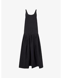 St. Agni - Dropped-Waist Scoop-Neck Cotton-Blend Maxi Dress - Lyst