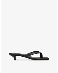 TOTEME - Square-Toe Leather Heeled Flip Flops - Lyst