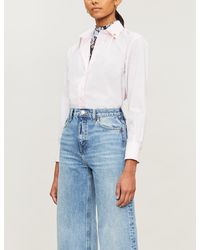 Sandro Striped Diamanté-embellished Cotton Shirt - Pink