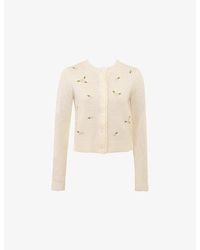 House Of Cb - Anjou Floral-Embroidered Wool Cardigan - Lyst