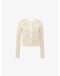 House Of Cb - Anjou Floral-Embroidered Wool Cardigan - Lyst