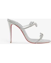 Christian Louboutin - Just Queen 100 Crystal-embellished Leather Heeled Sandals - Lyst