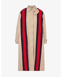 Gucci - Striped-trim Relaxed-fit Cotton-blend Coat - Lyst