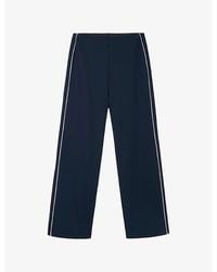 The White Company - Double Side-Stripe Wide-Leg Mid-Rise Stretch-Jersey Trousers - Lyst