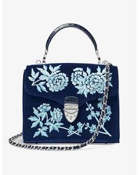 Aspinal of London - Mayfair Midi Flower-embroidered Velvet Top-handle Bag - Lyst
