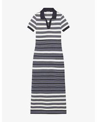 Claudie Pierlot - Striped Cotton And Cashmere Midi Dress - Lyst