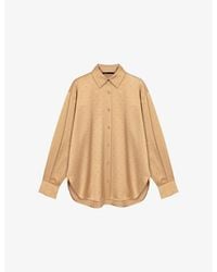 Maje - Collared Rhinestone-Embellished Stretch-Satin Shirt - Lyst