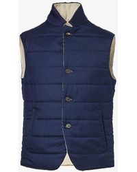 Eleventy - Funnel-neck Quilted Cashmere And Silk-blend Gilet - Lyst