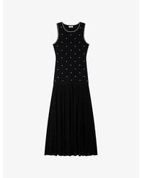 Sandro - Rhinestone-Embellished Sleeveless Knitted Maxi Dress - Lyst