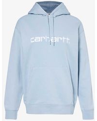 Carhartt - Misty Sky White Brand-embroidered Cotton-blend Hoody - Lyst