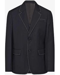 Prada - Single-breasted Contrast-trim Wool Jacket - Lyst