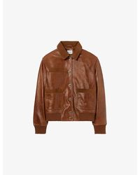 Claudie Pierlot - Relaxed-Fit Side-Pocket Leather Jacket - Lyst