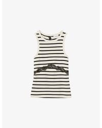 Claudie Pierlot - Breton Stripe Lace Cotton-Jersey T-Shirt - Lyst