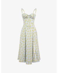 House Of Cb - Carmen Floral-print Stretch Cotton-blend Midi Dress - Lyst