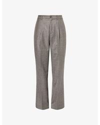 FRAME - Pleated Wide-Leg Wool Flannel Trousers - Lyst