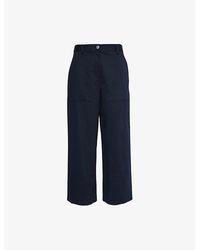 Theory - Welt-pocket Wide-leg Mid-rise Stretch-cotton Trousers - Lyst