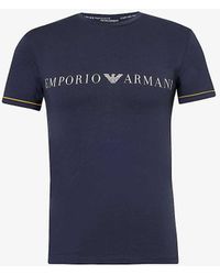 Emporio Armani - Brand-print Short-sleeve Stretch-cotton Pyjama T-shirt X - Lyst