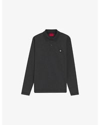HUGO - Stacked Logo-Appliqué Long-Sleeved Stretch-Woven Polo Shirt - Lyst