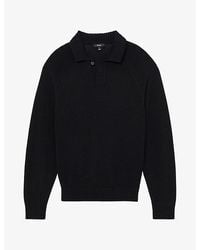 Reiss - Open-Collar Cotton Polo Jumper - Lyst