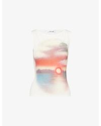 Peachy Den - Souvenir Sleeveless Stretch-Cotton Top - Lyst