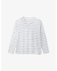 The White Company - Striped Long-Sleeved Stretch-Jersey T-Shirt - Lyst