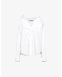 Prada - Logo-Embroidered Patch-Pocket Oversized Cotton-Poplin Shirt - Lyst